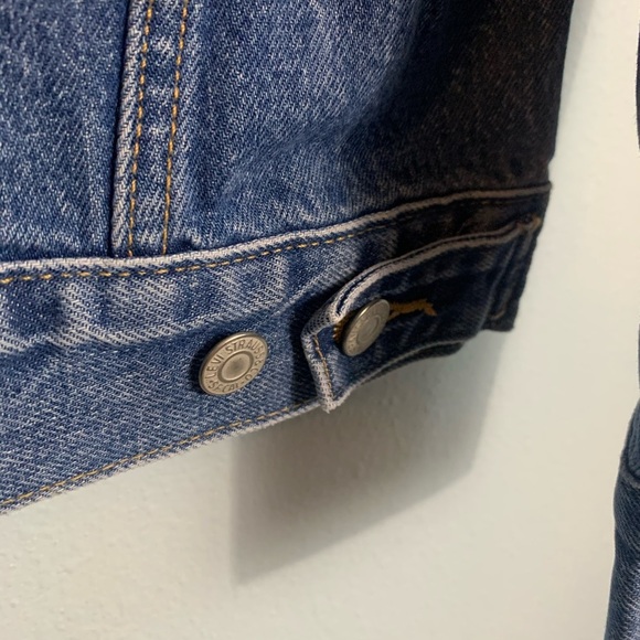 Levi's Original Sequin Trucker Jean Jacket Denim Blue Red Size Small - Picture 13 of 16